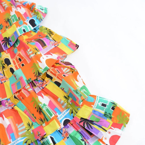 Alden Adair Mia Casablanca Red Orange Tropical Holiday Maxi Dress S NTW - Picture 6 of 11